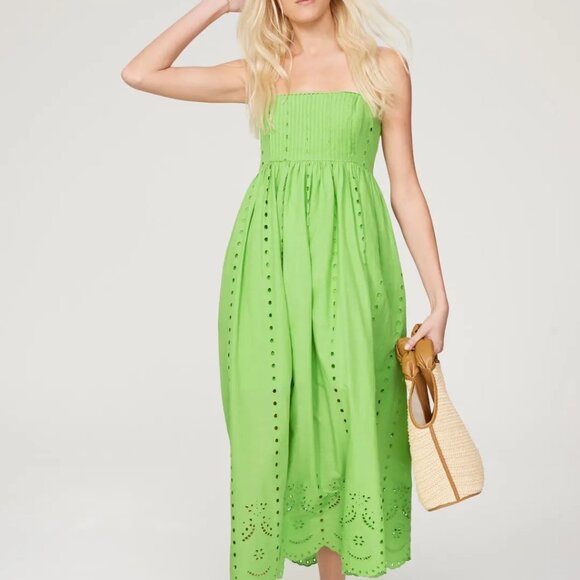 Slate & Willow Green Eyelet Midi Dress - Picture 1 of 12